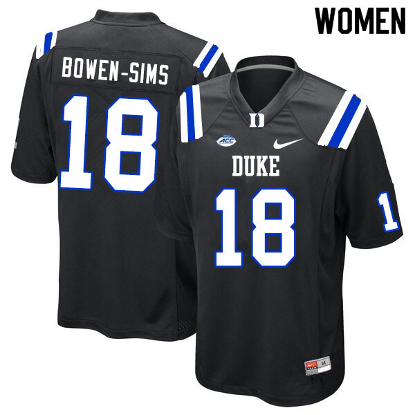 Women #18 Malik Bowen-Sims Duke Blue Devils College Football Jerseys Sale-Black - Click Image to Close